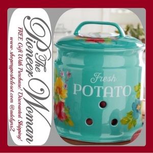 🌺 New Pioneer Woman Breezy Blossoms 9.5 in POTATO Keeper Canister Jar